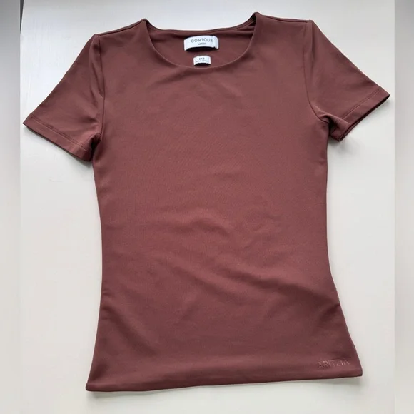 ARITZIA Babaton Contour Short Sleeve Tee - Mocha Brown-2XS - Picture 1 of 13